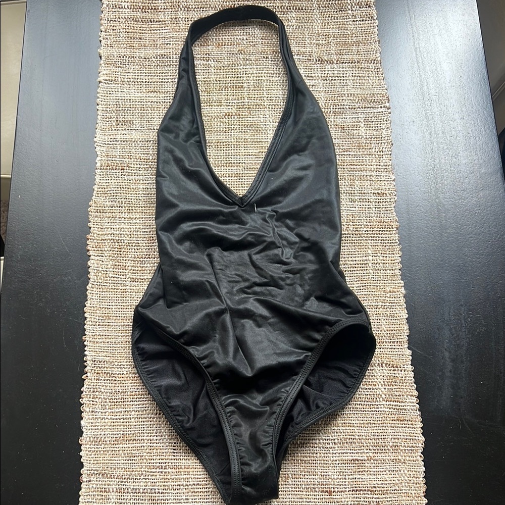 Elegant Black Halter Backless One-Piece Bodysuit